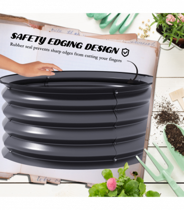 Outsunny Set of 2 Raised Garden Bed Metal Planter Box with Safety Edging, Grey