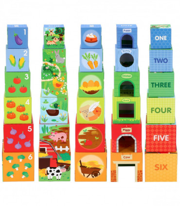 SOKA Stacking Cubes-6 Friends in Farm 0000269