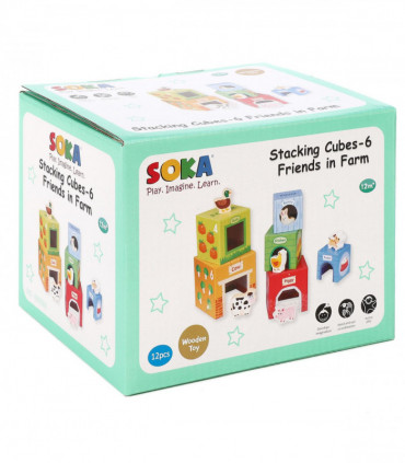 SOKA Stacking Cubes-6 Friends in Farm 0000269