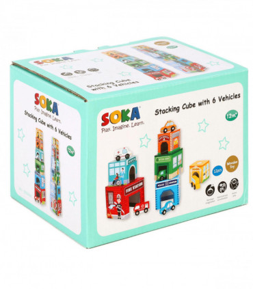 SOKA Stacking Cube with 6 Vehicles 0000464