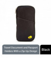 Travel Document and Passport Holders With a Zip-Up Design, Black