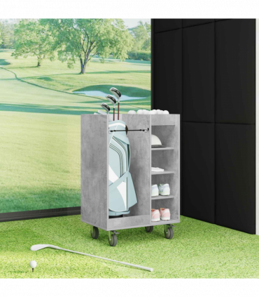 vidaXL Golf Cabinet with Wheel Plain Concrete Grey 65 x 45 x 98 cm
