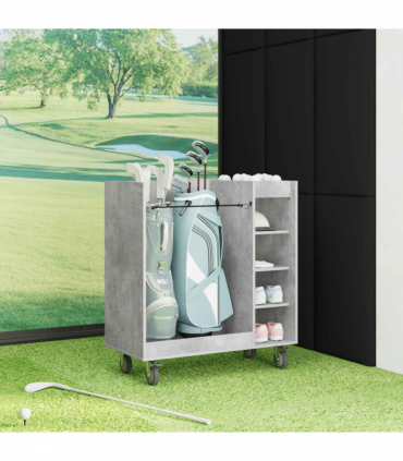 vidaXL Golf Cabinet with Wheel Plain Concrete Grey 90 x 45 x 98 cm
