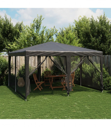 vidaXL Party Tent with 8 Mesh Sidewalls Anthracite 4x4 m HDPE