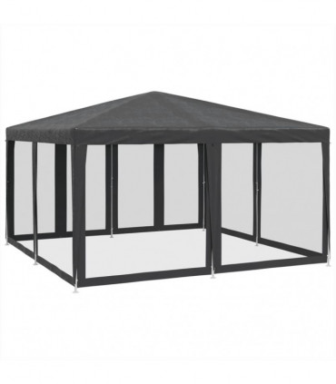 vidaXL Party Tent with 8 Mesh Sidewalls Anthracite 4x4 m HDPE