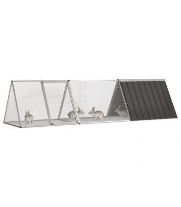 vidaXL Rabbit Cage Anthracite 302.5x80.5x71 cm Galvanised Steel