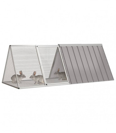 vidaXL Rabbit Cage Grey 201.5x80.5x71 cm Galvanised Steel