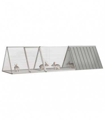 vidaXL Rabbit Cage Grey 302.5x80.5x71 cm Galvanised Steel