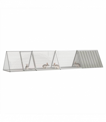 vidaXL Rabbit Cage Grey 403.5x80.5x71 cm Galvanised Steel