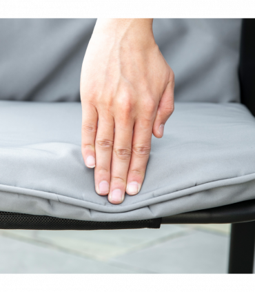 Outsunny Garden Dining Set, Glass Table w/ Umbrella Hole & Texteline Seats