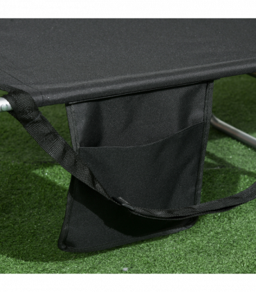 Patio Foldable Sun Lounger 5 Level Adjustable Reclining Chair Black