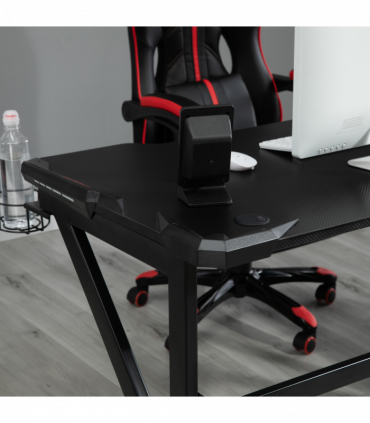 Spacious Gaming Desk Home Racing w/ Steel Frame Cup Headphone Holder Hook