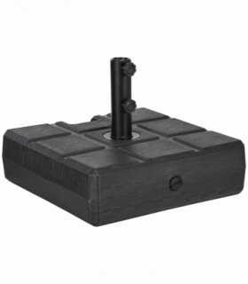 Square Umbrella Parasol Base with Wood Effect, Plastic Parasol Stand, Black