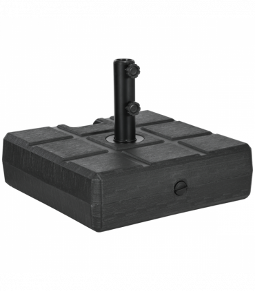 Square Umbrella Parasol Base with Wood Effect, Plastic Parasol Stand, Black