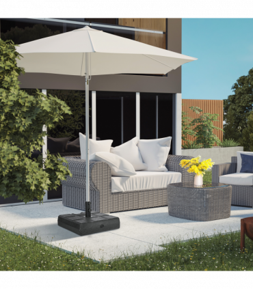 Square Umbrella Parasol Base with Wood Effect, Plastic Parasol Stand, Black