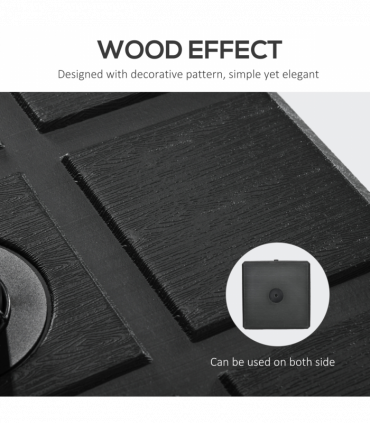 Square Umbrella Parasol Base with Wood Effect, Plastic Parasol Stand, Black