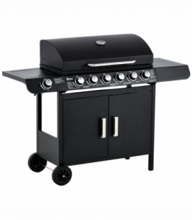 Outsunny 6+1 Burner Gas BBQ Grill Garden Barbecue with Wheels, Cabinet