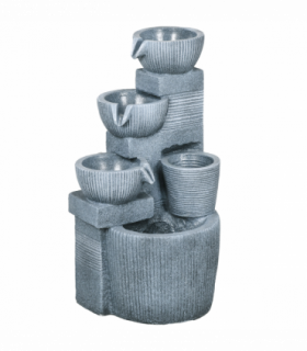 Outsunny Outdoor Water Fountain, Waterfall Fountain with LED Lights