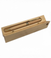 Imperial Wooden Light Brown Gold Trim Ball Pen With Handmade Triangle Wooden Box IMP309 - CLEARANCE MIGHT NEEDS RE-REFILL