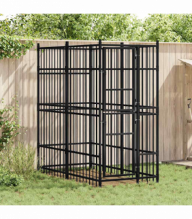 vidaXL Outdoor Dog Kennel Steel 1.84 m²