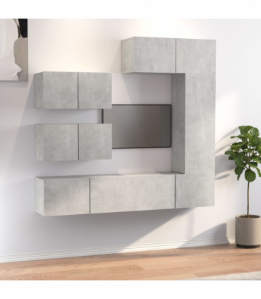 vidaXL 6 Piece TV Cabinet Set Concrete Grey Engineered Wood