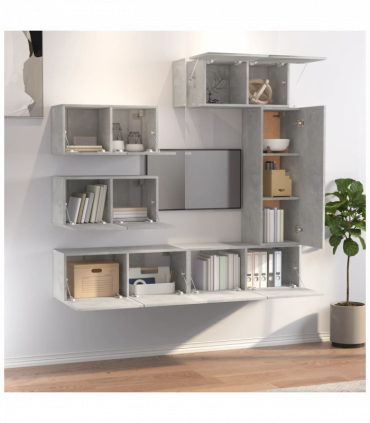 vidaXL 6 Piece TV Cabinet Set Concrete Grey Engineered Wood