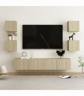 vidaXL 6 Piece TV Cabinet Set Sonoma Oak Engineered Wood