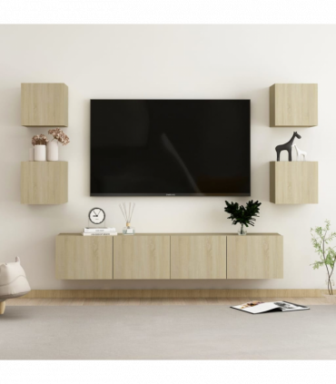 vidaXL 6 Piece TV Cabinet Set Sonoma Oak Engineered Wood