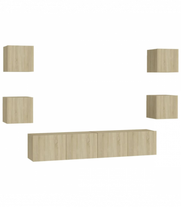 vidaXL 6 Piece TV Cabinet Set Sonoma Oak Engineered Wood