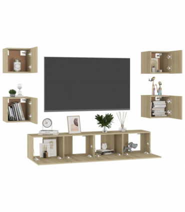 vidaXL 6 Piece TV Cabinet Set Sonoma Oak Engineered Wood