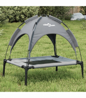 vidaXL Dog Bed with Canopy Anthracite Oxford Fabric and Steel