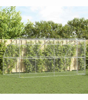 vidaXL Dog Kennel 2 pcs Silver 4 x 2 x 2 m Galvanised steel