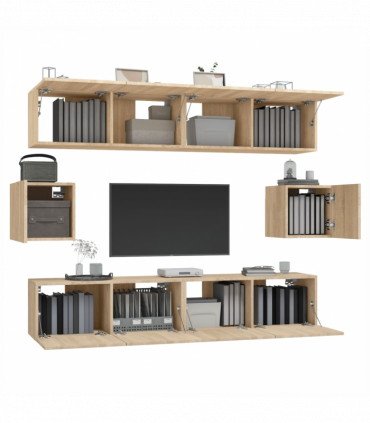vidaXL 6 Piece TV Cabinet Set Sonoma Oak Engineered Wood
