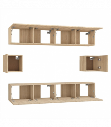 vidaXL 6 Piece TV Cabinet Set Sonoma Oak Engineered Wood