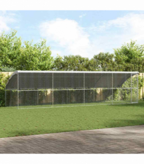 vidaXL Dog Kennel 4 pcs Silver 8 x 2 x 2 m Galvanised steel