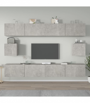 vidaXL 6 Piece TV Cabinet Set Concrete Grey Engineered Wood