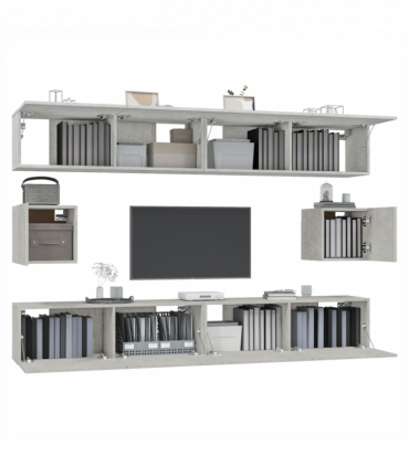 vidaXL 6 Piece TV Cabinet Set Concrete Grey Engineered Wood