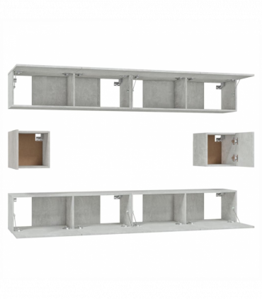 vidaXL 6 Piece TV Cabinet Set Concrete Grey Engineered Wood