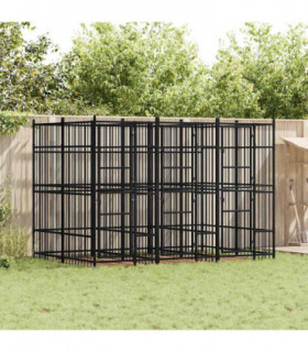 vidaXL Outdoor Dog Kennel Steel 7.37 m²