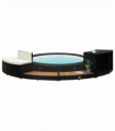 vidaXL Spa Surround Black Poly Rattan and Solid  Acacia Wood