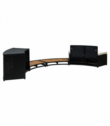 vidaXL Spa Surround Black Poly Rattan and Solid  Acacia Wood