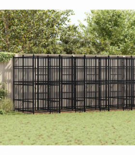 vidaXL Outdoor Dog Kennel Steel 14.75 m²
