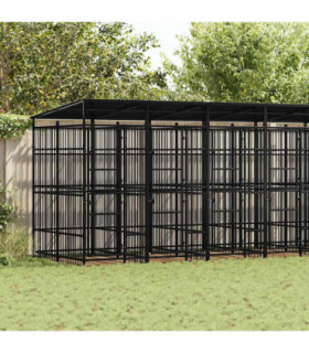 vidaXL Outdoor Dog Kennel with Roof Steel 12.9 m²