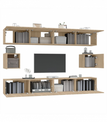 vidaXL 6 Piece TV Cabinet Set Sonoma Oak Engineered Wood