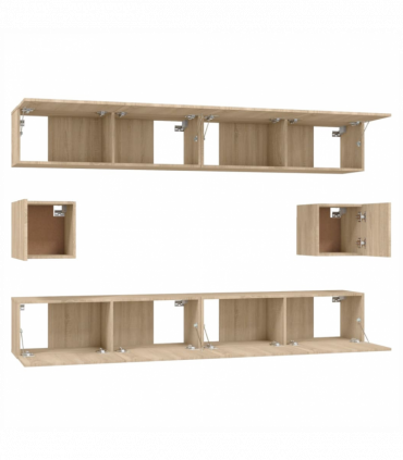 vidaXL 6 Piece TV Cabinet Set Sonoma Oak Engineered Wood