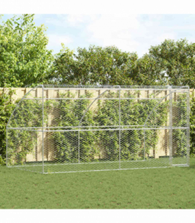 vidaXL Dog Kennel 2 pcs Silver 4 x 2 x 2 m Galvanised steel