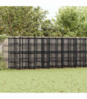 vidaXL Outdoor Dog Kennel Steel 16.59 m²