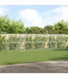vidaXL Dog Kennel 4 pcs Silver 8 x 2 x 2 m Galvanised steel