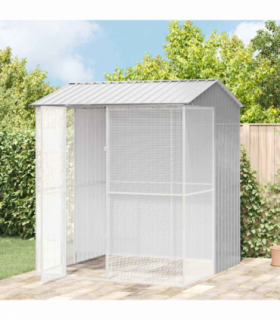 vidaXL Bird Cage with Storage Grey 215 x 210 x 247 cm Galvanised Steel