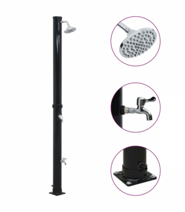 vidaXL Solar Shower Black 220 cm 20 L